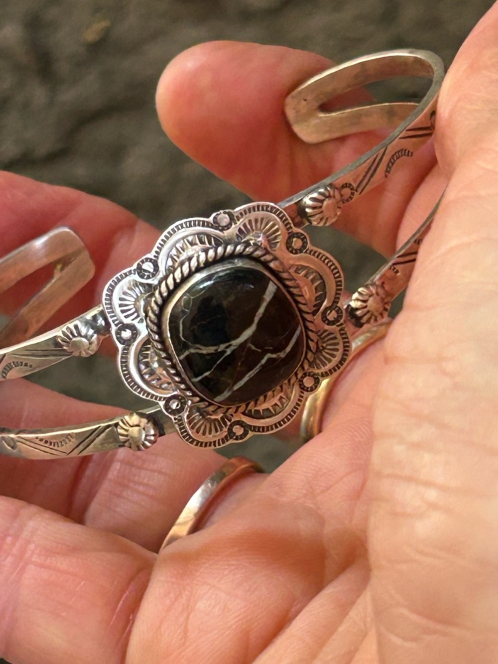 Blackjack Turquoise Sterling Silver Cuff Bracelet Southwest